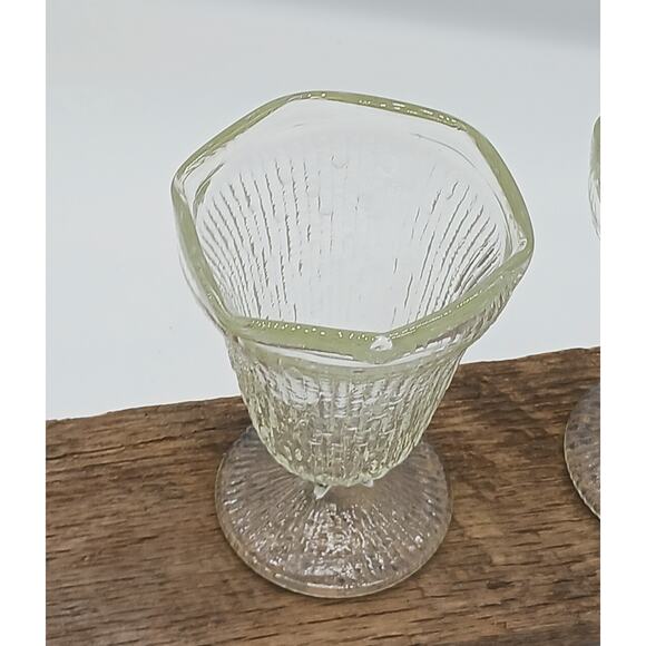 Vintage Set of 2 Jeannette Finlandia Bark Icicle Ice Cream Parfait Goblet Glass - Picture 4 of 6